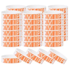 600 Pack Paper Wristbands for Events, Neon Party Concert Wrist Bands Orange