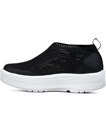 OOFOS Men's Black Mesh Slip-On Low Top Athletic Sneakers White Sole