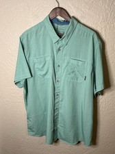 Eddie Bauer Travec Vented Fishing Shirt Button Up Men 2XL Green Moisture Wicking