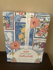 Envogue Tablecloth Mediterranean Lemons Floral 70  Round Stamps Italy New
