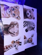 Set of 6 Baby Safari Nursery Wall Decor - Picture Cute Animal Wall Prints on ...