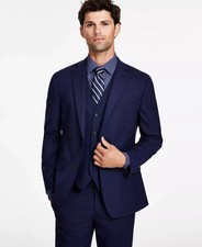  360 Alfani Men's Slim Fit Navy Stretch Solid Sport Coat Jacket 40 R ymy1526a