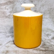 Vintage Mid Century Modern Mustard Yellow Stoneware Sugar Bowl w/Lid Retro Gold