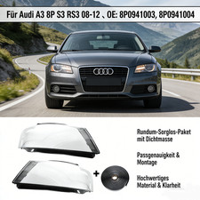 2x L+R Scheinwerferglas 8P0941003 Für Audi A3 8P S3 RS3 08-12 Facelift