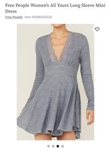 Free People ‘All Yours’ Flared Mini Dress Lace Jersey Blue NWOT Size Large NOTE