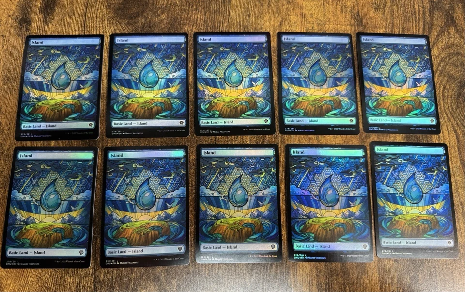 50x FOIL Stained Glass Lands Dominaria U DMU MTG 10/ea Basics Pack Fresh - Image 3 of 4