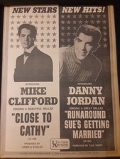 Mike Clifford, Danny Jordan Rare Original Liberty Records Promo Poster Ad Framed