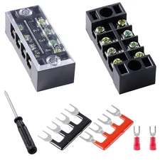Terminal Block (2 Sets) 2Pcs 4 Positions Dual Row 600V 15A Screw Terminal Strip 