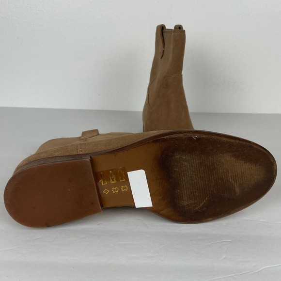 Madewell Leah Suede Leather Ankle Boots Size 5 Tan Suede Pull On  Preppy Boho