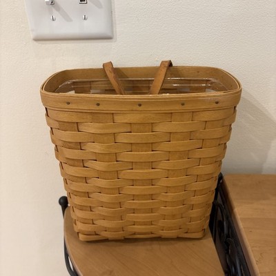 Longaberger 1999  Brown Stain Tall Key basket w Loop &protector READ DESCRIPTION