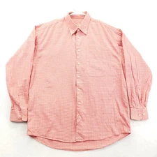 Burberry London Shirt Mens Large Orange Check Long Sleeve Button Front