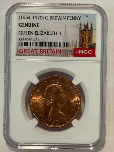 1954 - 1970 Great Britain Penny NGC Genuine Queen Elizabeth 2