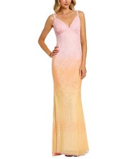 Mac Duggal Sequin Spaghetti Strap Cowl Back Mermaid Gown Women's