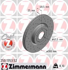 2 x ZIMMERMANN 250.1353.52 Bremsscheibe für FORD,VOLVO,VOLVO (CHANGAN)