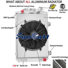 3-Row Aluminum Radiator Shroud Fan Fits 1930 Chevrolet Car Chevy V8 Conversion