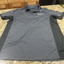 Nike Dri-FIT Men s Gray Black Short Sleeve Golf Polo Shirt Size large nice shirt