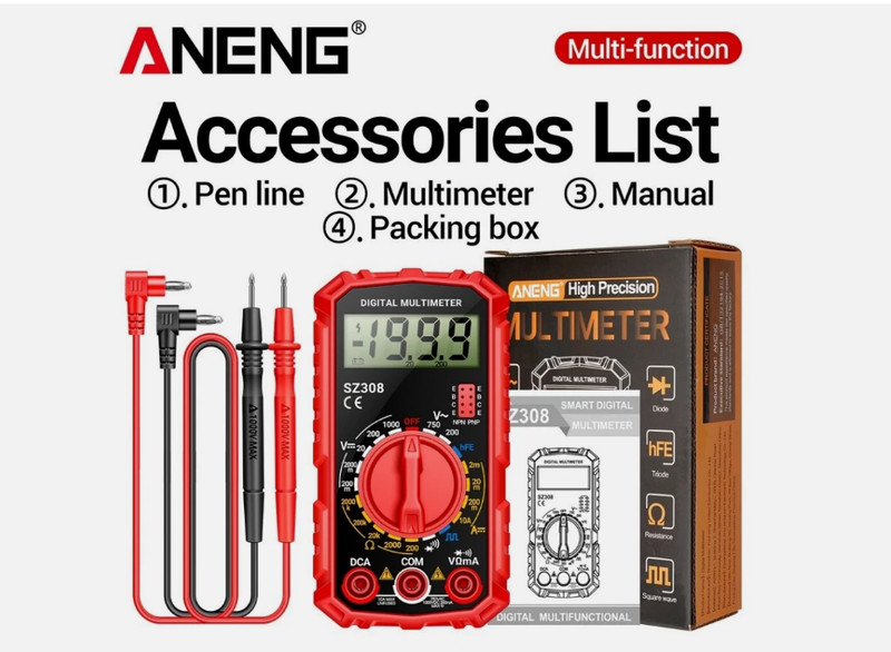 Digital Multimeter AC DC Voltage Current Resistance Meter-Mini UK Electric SZ308