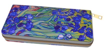 Irises Zipper Wallet nylon zip Blue Flowers Card Capacity RFID
