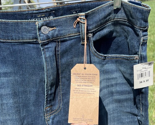 Lucky Brand 363 Straight CoolMax Denim Medium Wash 39” Jeans Measurement NWT