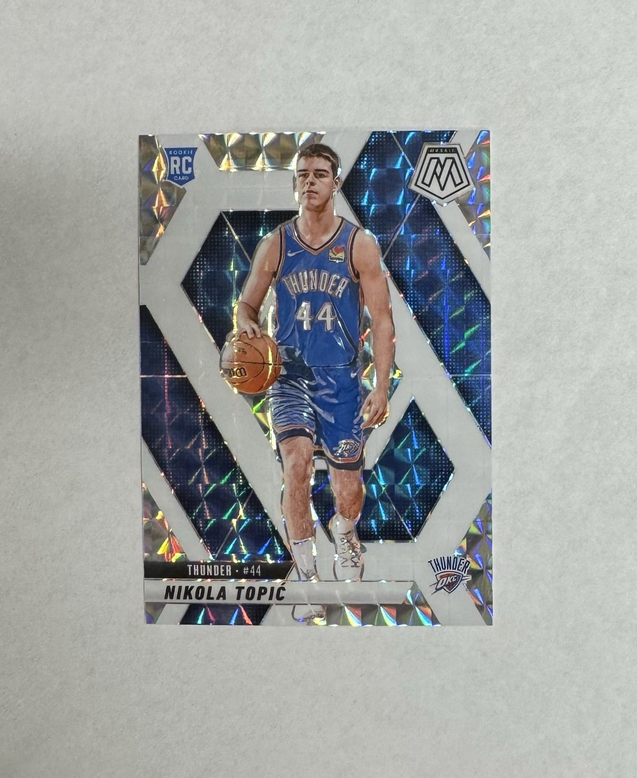 Nikola Topic 2024-25 Panini Mosaic #242 Choice White Prizm /35 Rookie Thunder