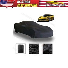1x New INDOOR Super Stretch Custom Car Cover Black For Chevy Corvette C8 w Bag
