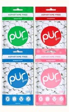 PUR Xylitol Chewing Gum 4 Pack Variety Peppermint Spearmint Cinnamon Bubblegum