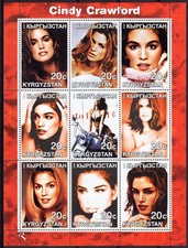 Kyrgyzstan 2000 CINDY CRAWFORD American Model - MOTORCYCLE Sheet (9) MNH