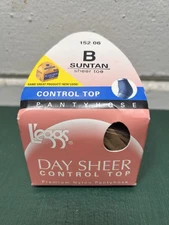 Vintage Leggs Day Sheer Control Top SUNTAN Pantyhose Size B