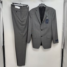  495 NWT Ralph Lauren Wool 2-piece Athletic Fit Suit 41Reg 33 W Black/White