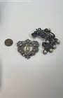 Silver & Gunmetal Tone Faux Pearl textured Brooch Lot 35.6g — photo 2