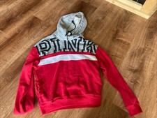 Victoria Secret PINK Hoodie Size Small Pullover w/Pockets Red Gray Black White