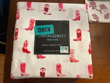 Cynthia Rowley New York Valentine's Day Sheet Set (Pink - Boots, King)