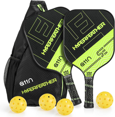 A11N SPORTS Pickleball Paddles Set of 2 Graphite Surface Rackets with 4 Pickleba