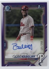 2021 Bowman Chrome Prospect Purple Refractor /250 Baron Radcliff Auto 0l44