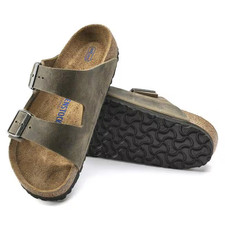 Birkenstock Arizona Faded Khaki Oiled Leather Soft Footbed Sandals Size EU 37-45