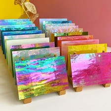24pc Iridescent Stained Glass Sheets-6x4" Art Glass Mosaic Tiles for Crafts