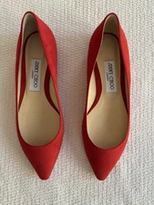 Jimmy Choo Red Suede Romy Flat NWOT + Dust Bag Size 7/37