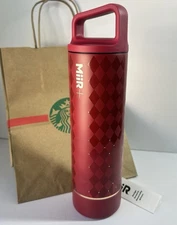STARBUCKS X MIIR 2025 Christmas Red Harlequin Design Stainless Tumbler 20oz