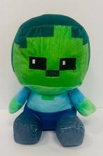 Minecraft Sitting Zombie Green Character 7" Stuffed Plush Doll w Suction Cup