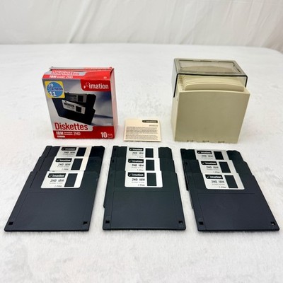 9 Imation 3.5'' Diskettes 1.44MB 2HD IBM Formatted w/Telescoping Plastic Case