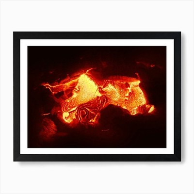 Details of an active lava flow, hot Framed Wall Art Poster Canvas Print Picture