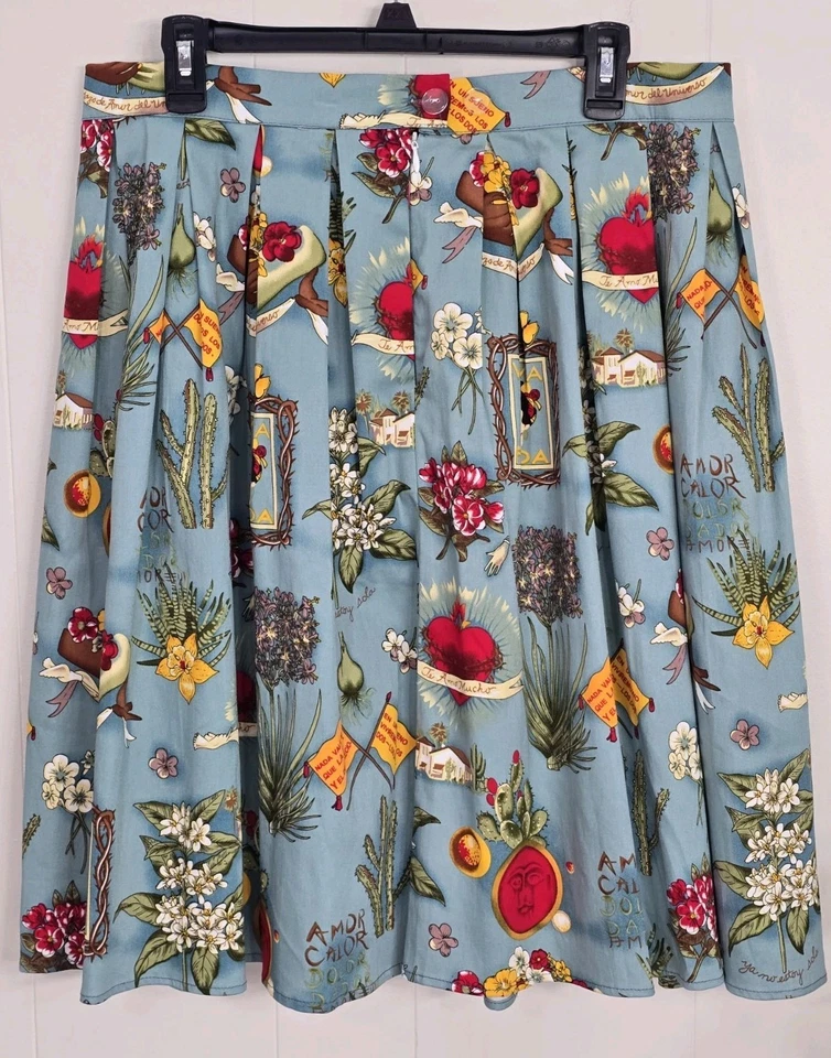 GK Grace Karin Mujer VIVA FRIDA Falda Plisada Estampado Festival Completo Talla XL Boho Foto 2 de 4