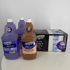 Swiffer Wet Jet Solution Bundle Wood Quick Dry  Lavender Febreeze Plus 15 Pads