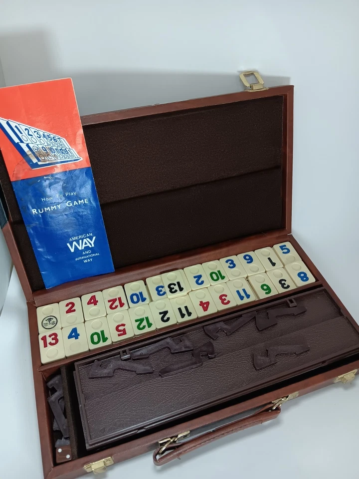 Винтажный Rummy-O плитки игры набор искусственной кожи чехол Pressman полный с инструкциями - Изображение 3 из 3