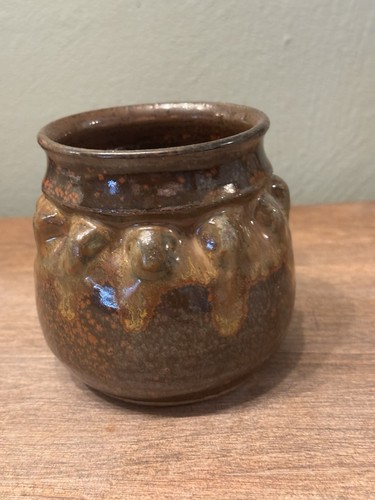 Vintage 1978 Handmade Drip Brown Pottery Craft USA Coffee Cappuccino Mug Cup - Picture 4 of 6