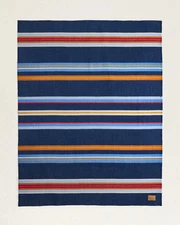 BRIDGER STRIPE WOOL THROW - Navy - Throw