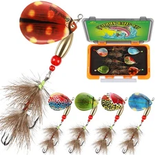 5pcs Inline Spinner Baits Kit 5/11oz for Bass Pike Trout Fishing Gift for Angler