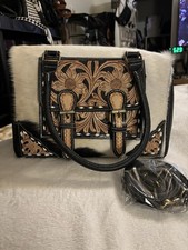 NEW Western Leather Tooled Soft Speedy Top Ha...