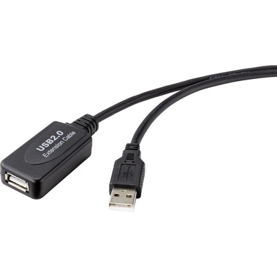 Renkforce USB-Kabel USB 2.0 USB-A Stecker, USB-A Buchse 5.00 m Schwarz Aktiv ...