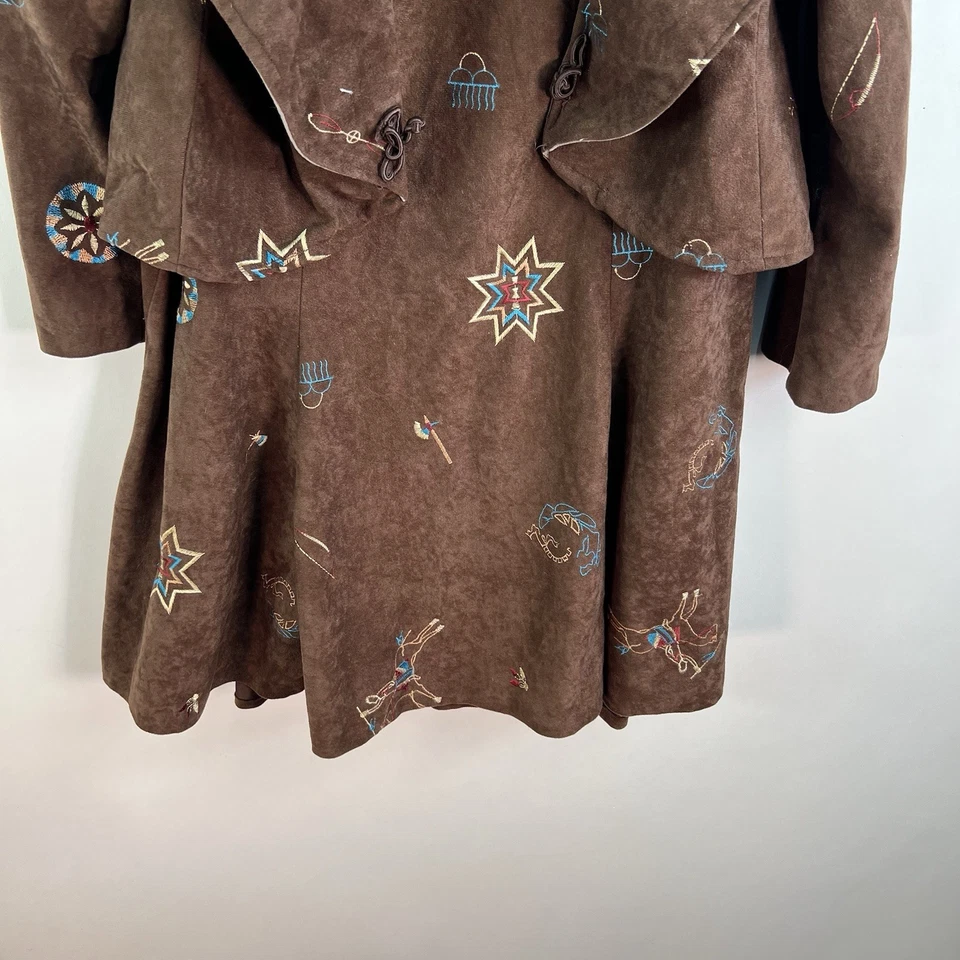 Brown Indian Stars Horses Western Embroidered Skirt Set Womens Size M Brown - Image 4 of 4